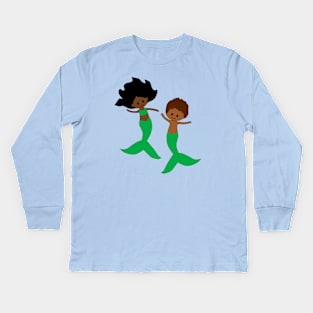 Brother and Sister Mermaids Kids Long Sleeve T-Shirt